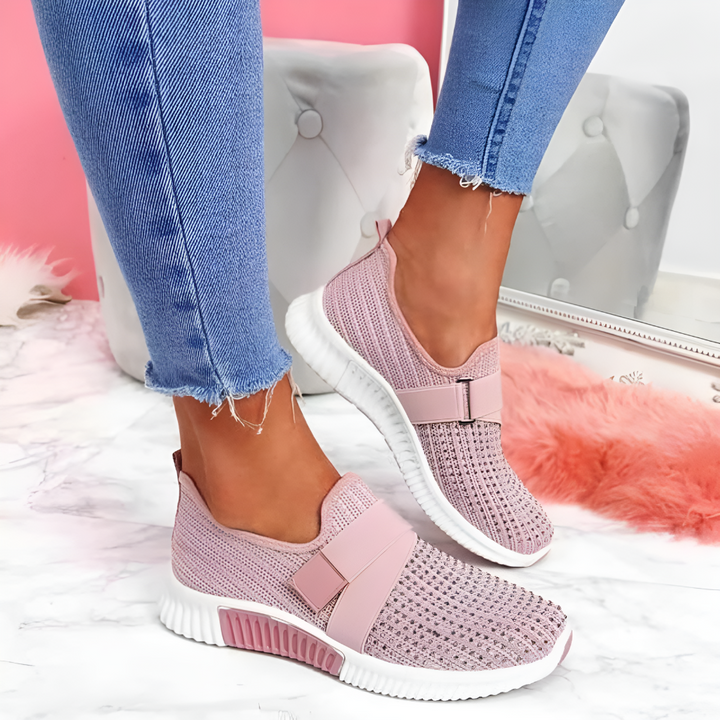 Women's casual slip-on sneakers, ultra-lightweight with supportive elastic strap for ultimate comfort.