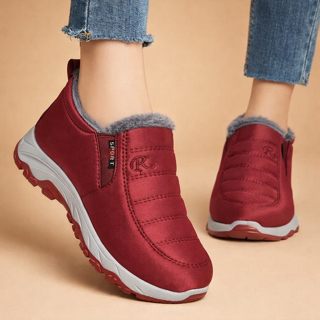 Stylish women's fashion footwear: warm and effortless slip-on winter boots for a chic look.