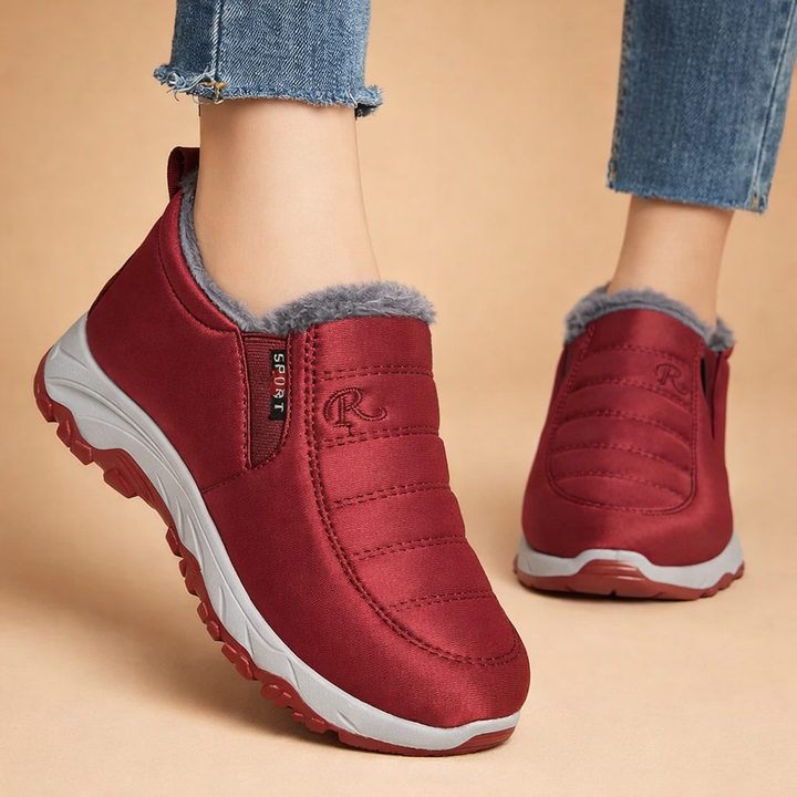 Stylish women's fashion footwear: warm and effortless slip-on winter boots for a chic look.
