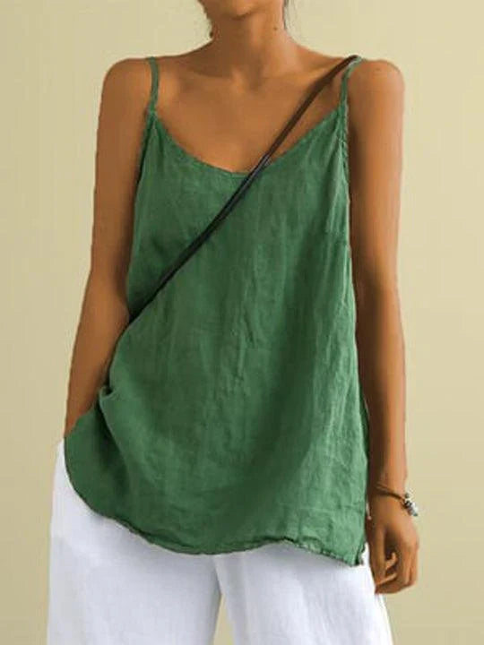 Close-up of the delicate spaghetti straps on a breathable women's summer top.