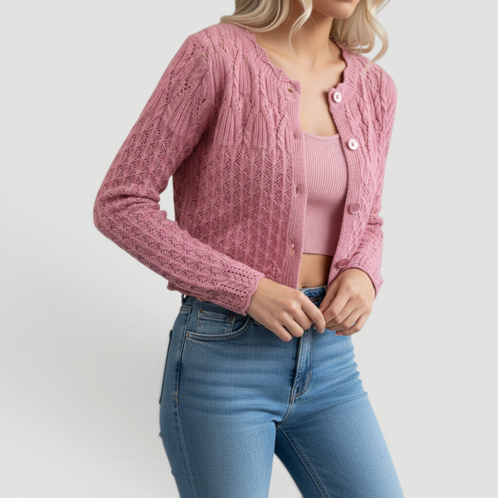 Casual chic women's open texture cardigan, mustard yellow, breathable, great for sunny days.