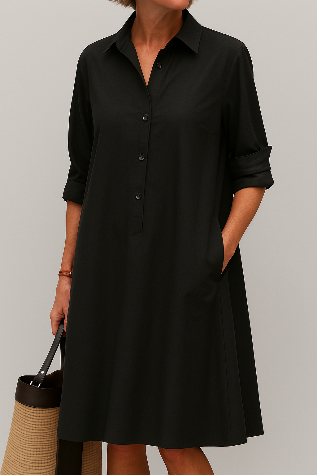 Women's lightweight summer midi shirt dress in a relaxed fit for ultimate comfort.