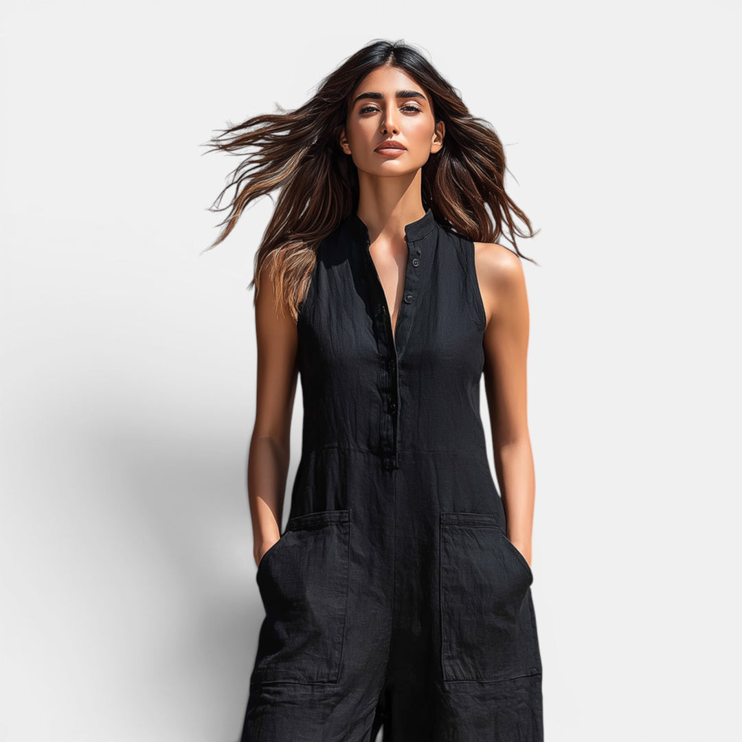 Stylish women's summer jumpsuit, an effortless wide-leg casual playsuit for comfortable everyday wear.