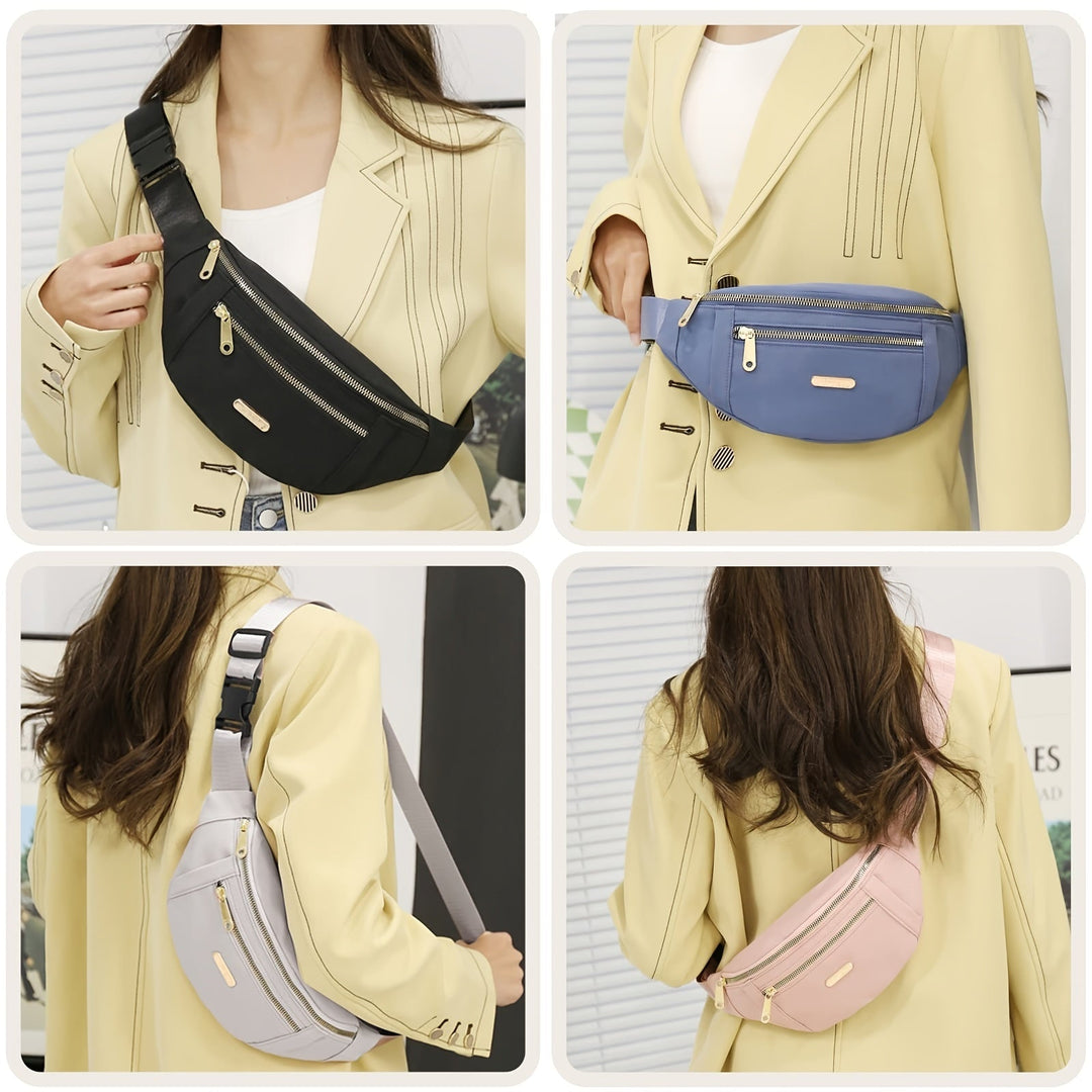 Essential women's travel bum bag, lightweight design with secure multi-zip pockets.