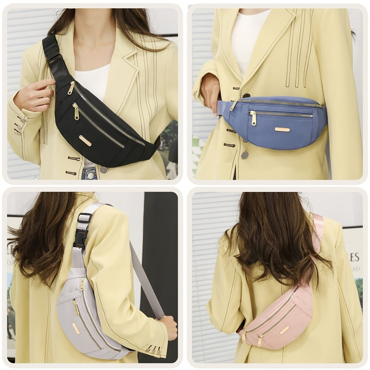 Essential women's travel bum bag, lightweight design with secure multi-zip pockets.
