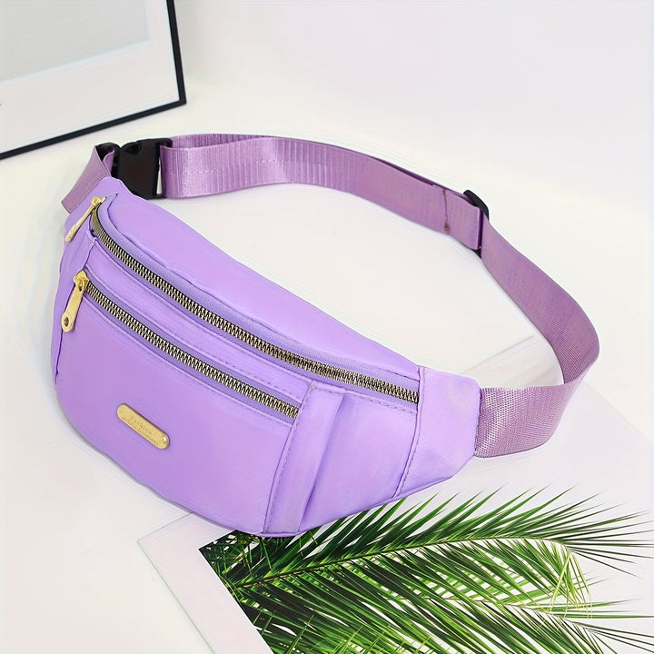 Adjustable strap women's lightweight bag, worn as waist, bum, or crossbody for versatility.