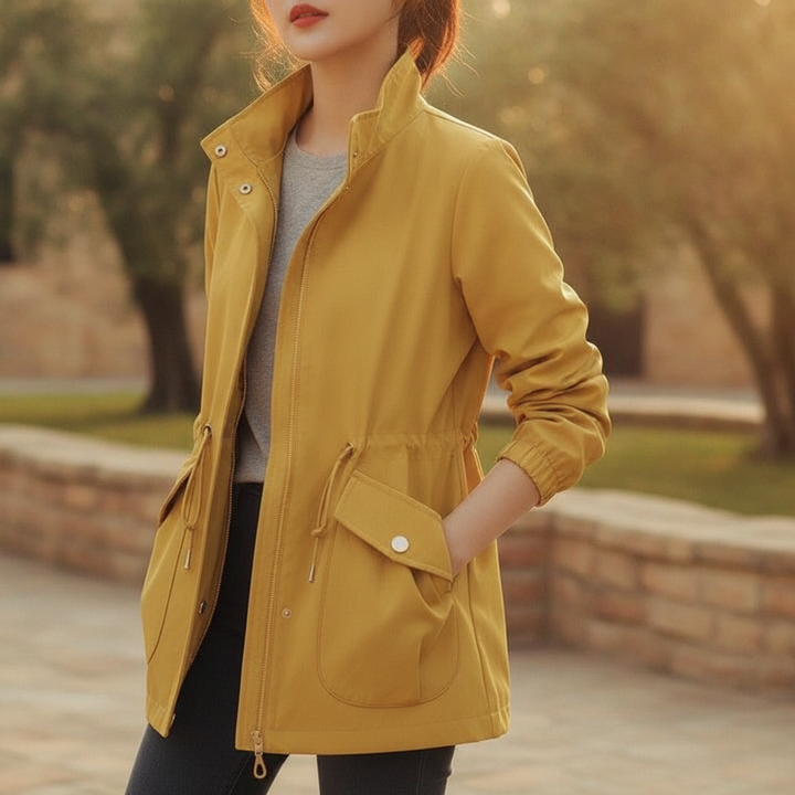 Women's lightweight waterproof trench coat. Stylish outerwear perfect for spring, autumn & travel.