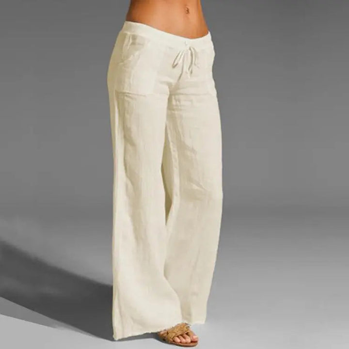 Women's linen loose fit summer trousers for casual breathable comfort