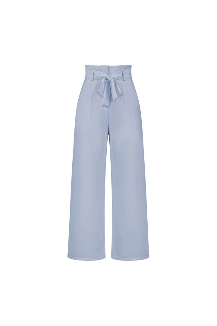 Women's flowy linen pants, wide leg silhouette, high-waisted with a chic tie belt.