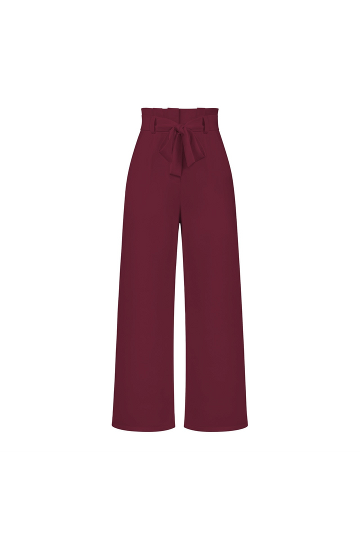 Women's casual wide leg linen pants, high-waisted design with a fashionable tie.
