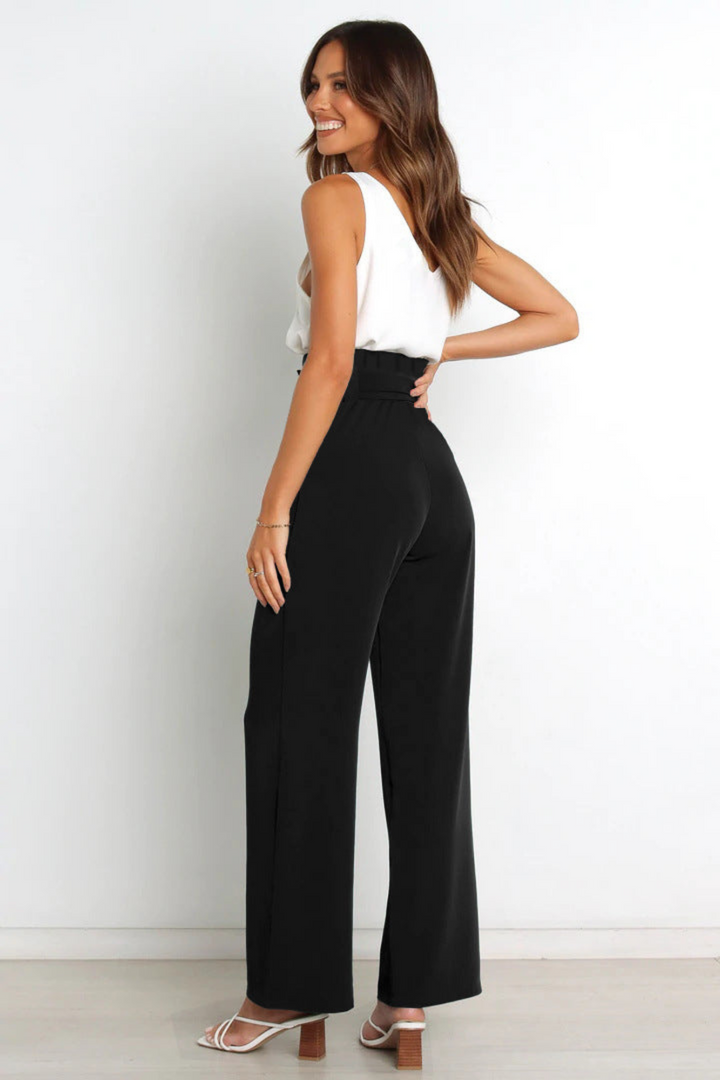 Elegant women's linen wide leg pants, perfect for summer parties or daily wear.