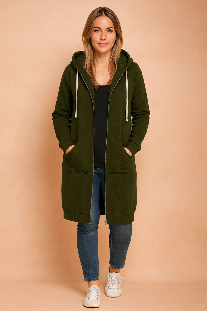 Elegant long knit sweater for women, showcasing a chic and cozy winter fashion design.