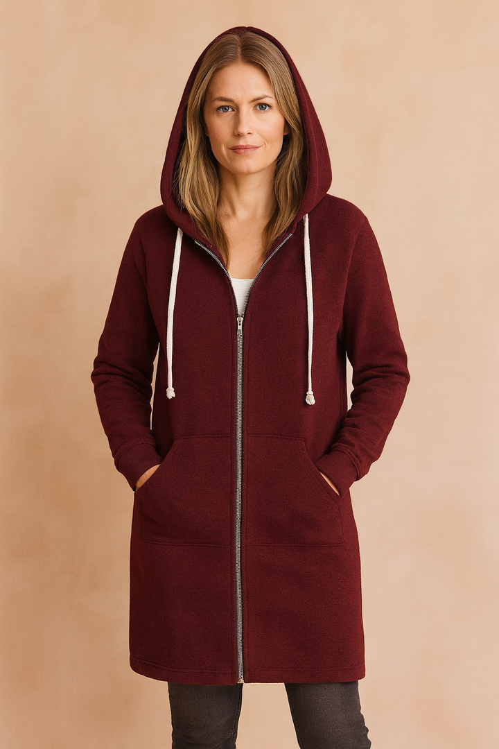 Cozy women's longline sweater, a fashionable pullover for effortless everyday style.
