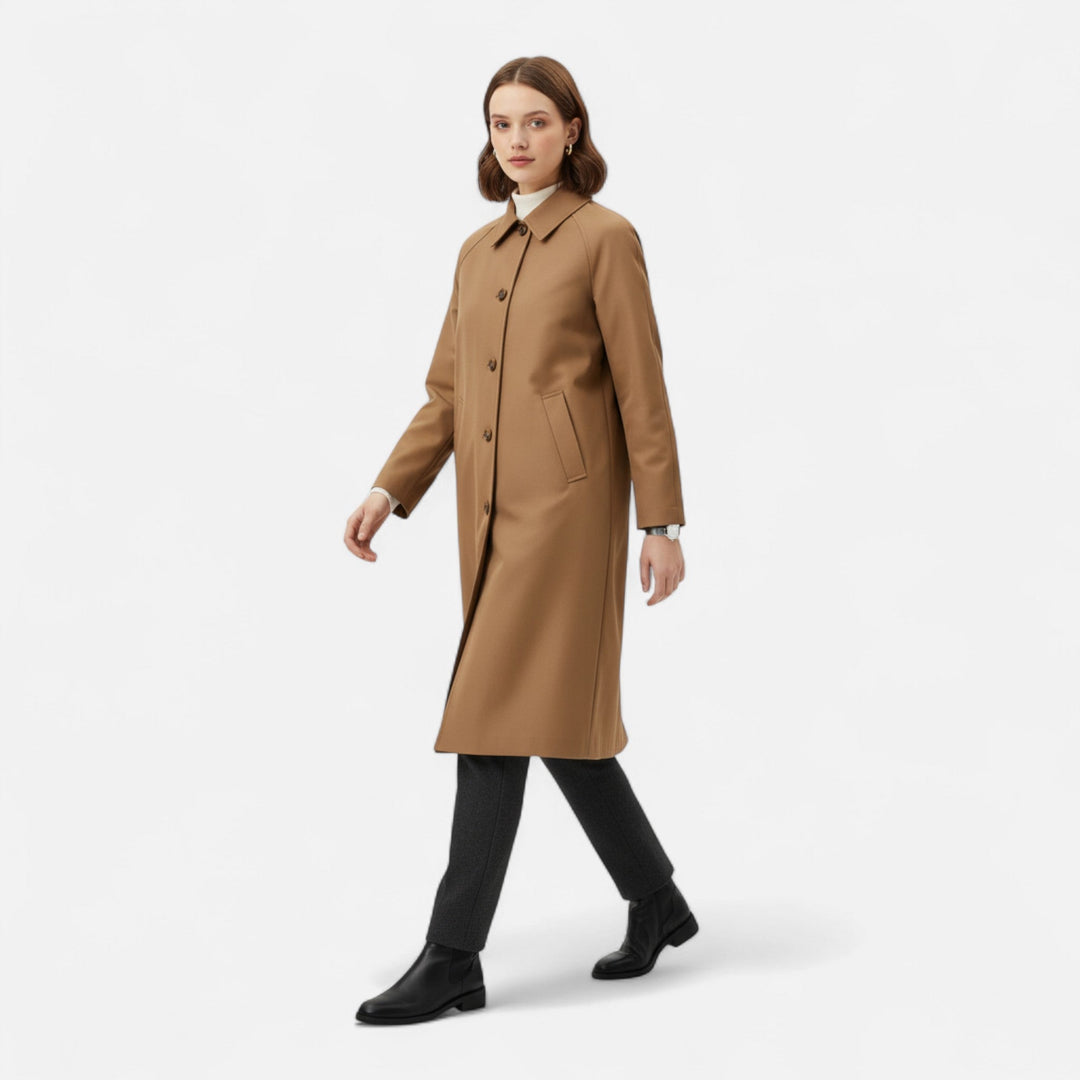 Timeless elegance: Women's long retro heritage black trench coat, vintage fashion.