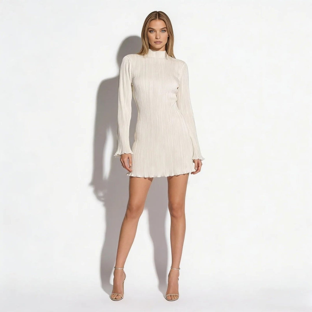 Women's elegant long sleeve bodycon mini dress, perfect for formal events.