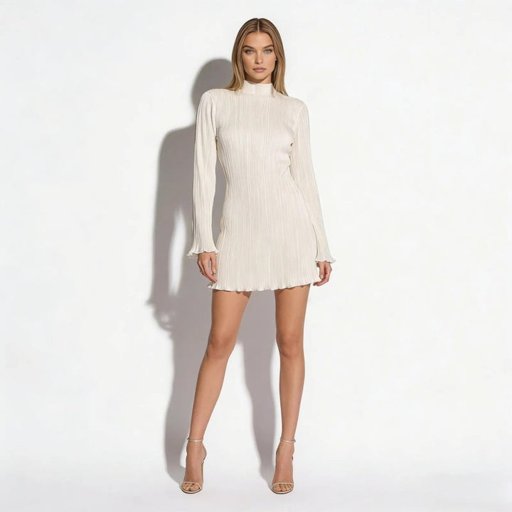Women's elegant long sleeve bodycon mini dress, perfect for formal events.