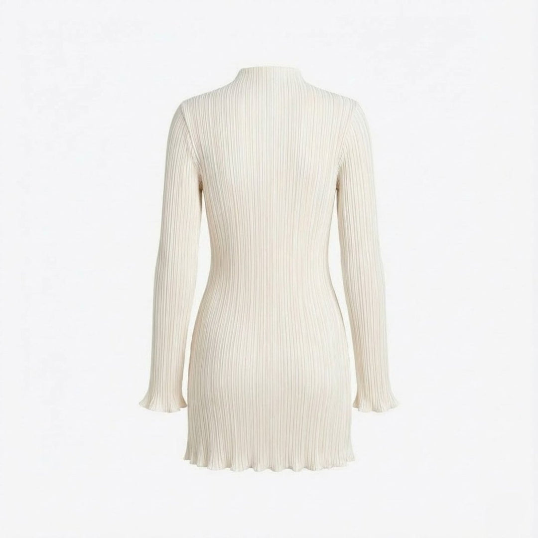 Elegant women's party dress, long sleeve bodycon mini design, sophisticated look.