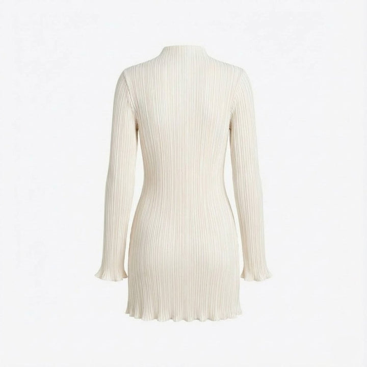 Elegant women's party dress, long sleeve bodycon mini design, sophisticated look.