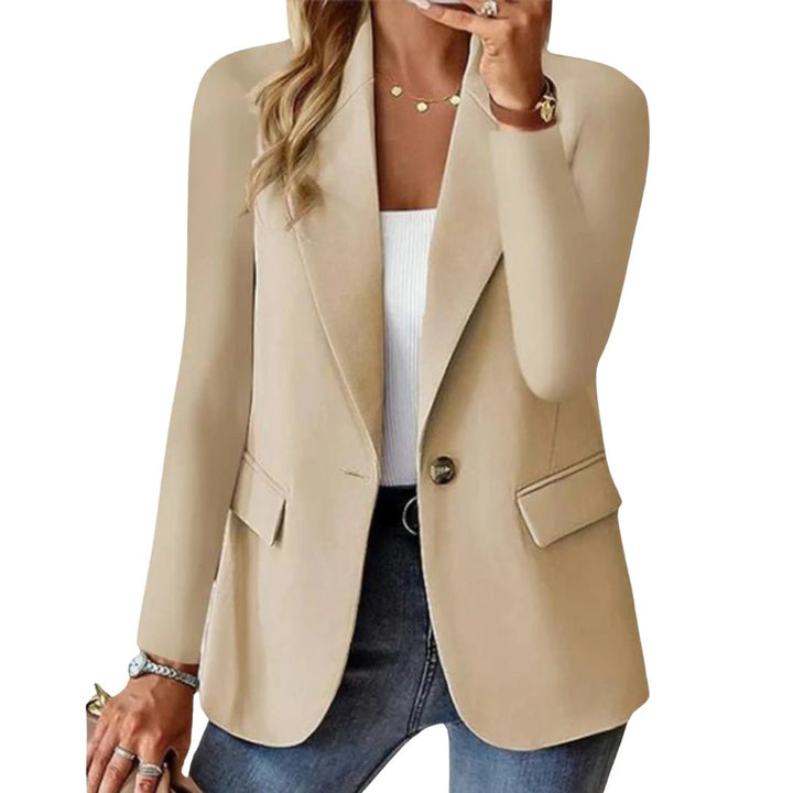 Women's long sleeve casual blazer with notch lapel, perfect for office or everyday chic style.