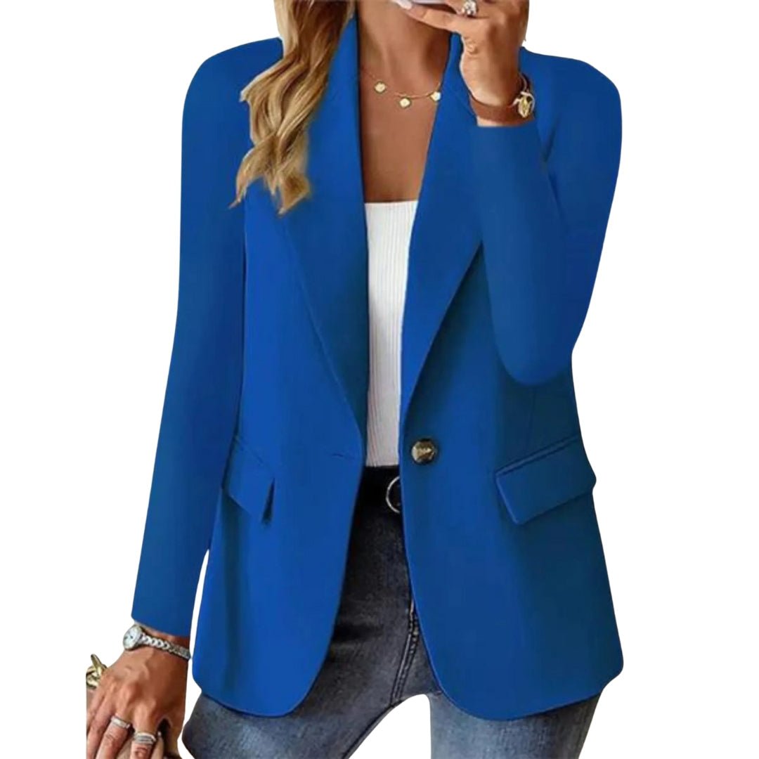 Comfortable women's casual long sleeve blazer, offering a chic and sophisticated tailored look for any occasion.