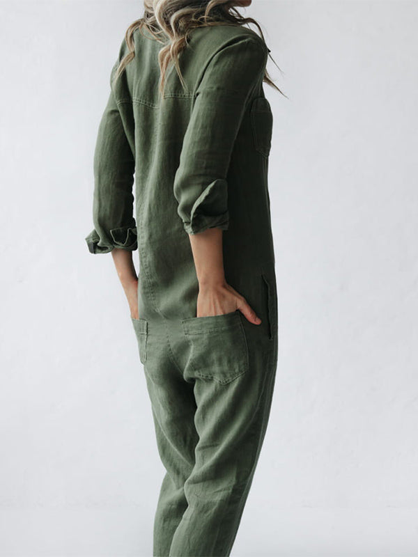 Versatile long sleeve jumpsuit for everyday style and modern fashion.