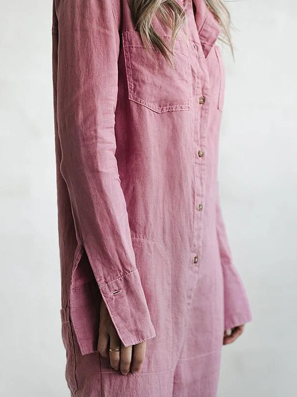 Soft fabric long sleeve jumpsuit offering maximum comfort for daily wear.