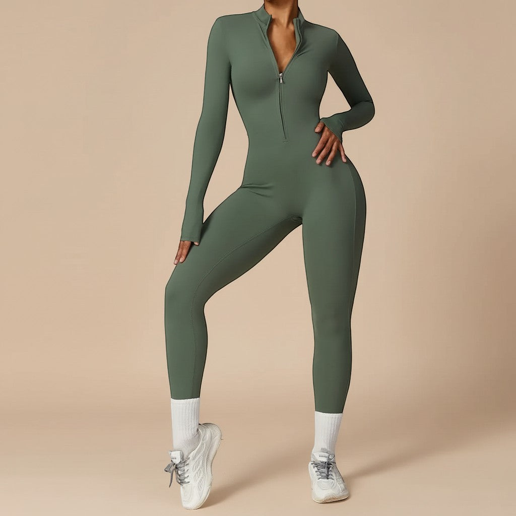 Modern fashion women's sculpting long sleeve jumpsuit, creating a sleek and stylish one-piece silhouette.