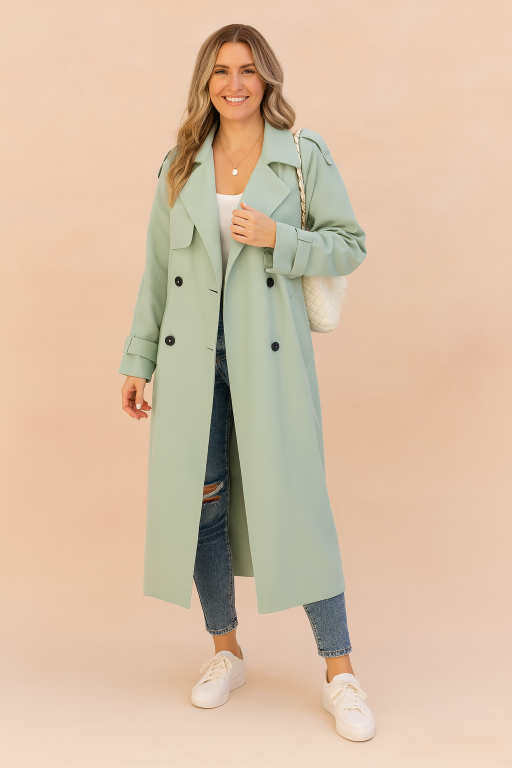 Lightweight women's trench coat, ideal for stylish everyday wear.