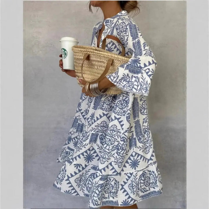 Women's loose fit floral print tunic dress, perfect for summer casual wear.
