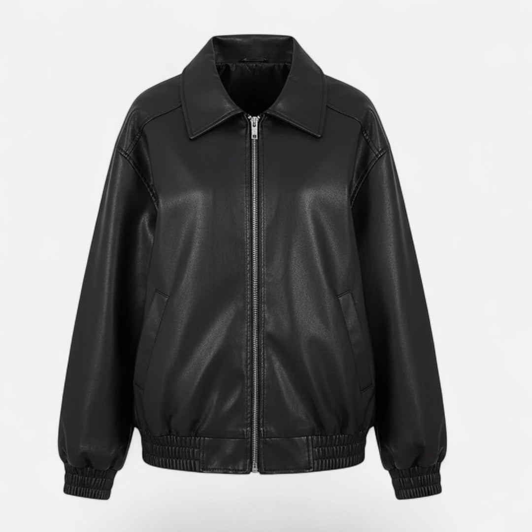 Women's loose fit moto jacket, perfect for an effortless biker style and chic fall fashion.