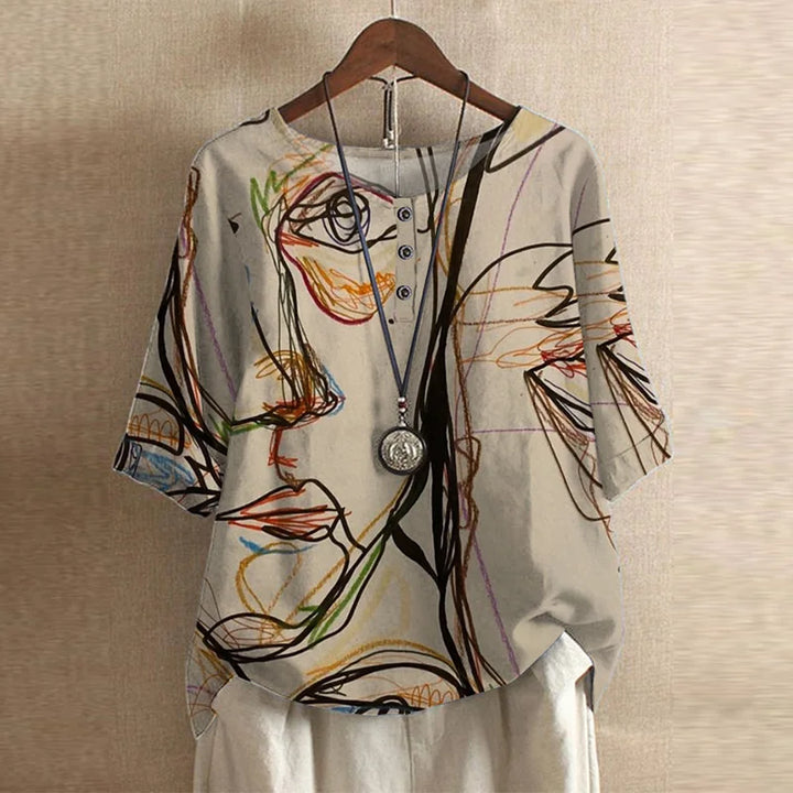 Spring & summer women's printed tunic blouse, offering a loose, comfortable fit for any casual occasion.