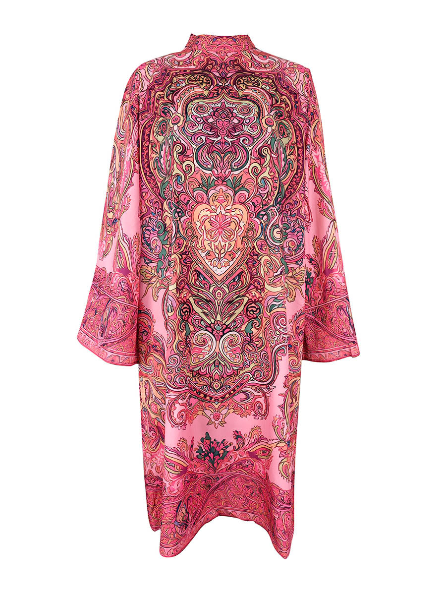 Casual women's loose fit mock neck long sleeve midi dress, easy & comfortable everyday style.