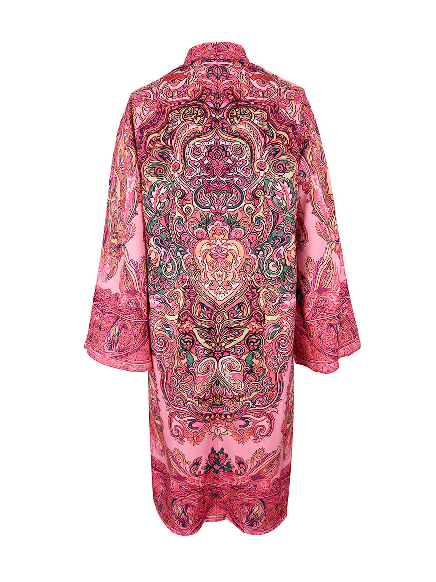 Elegant women's mock neck midi dress with long sleeves & loose fit, perfect for autumn fashion.