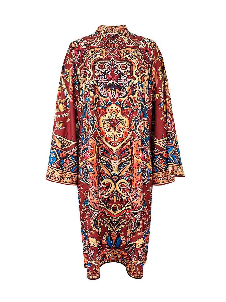 Autumn/Spring women's long sleeve mock neck midi dress, loose fit design.
