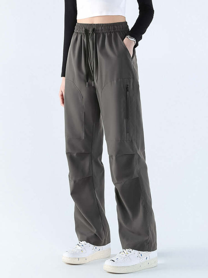 Comfy women's loose straight leg waterproof trousers, perfect for casual wear & versatile all-weather style.