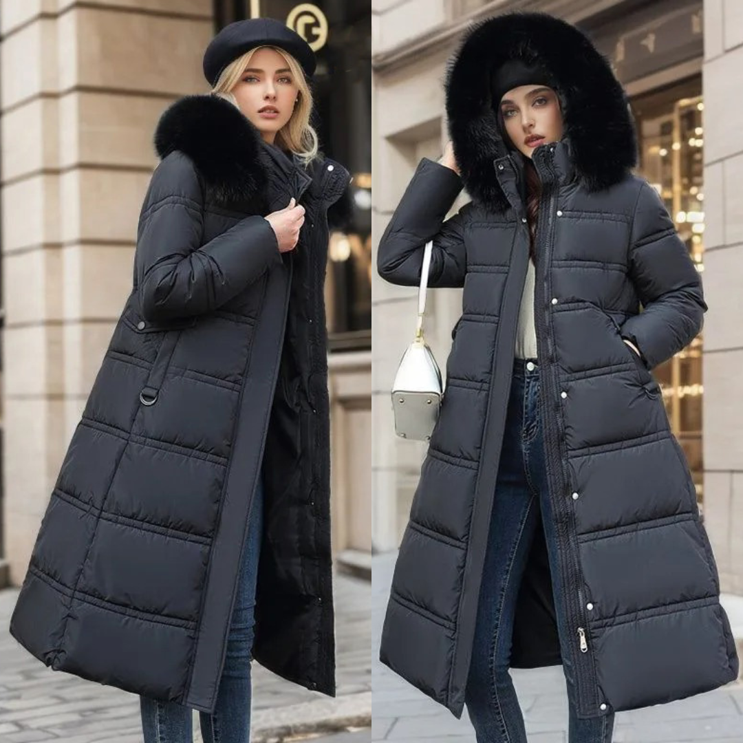 Fashionable Women's Lucia Designer Parka, a hooded winter jacket for stylish cold weather protection.