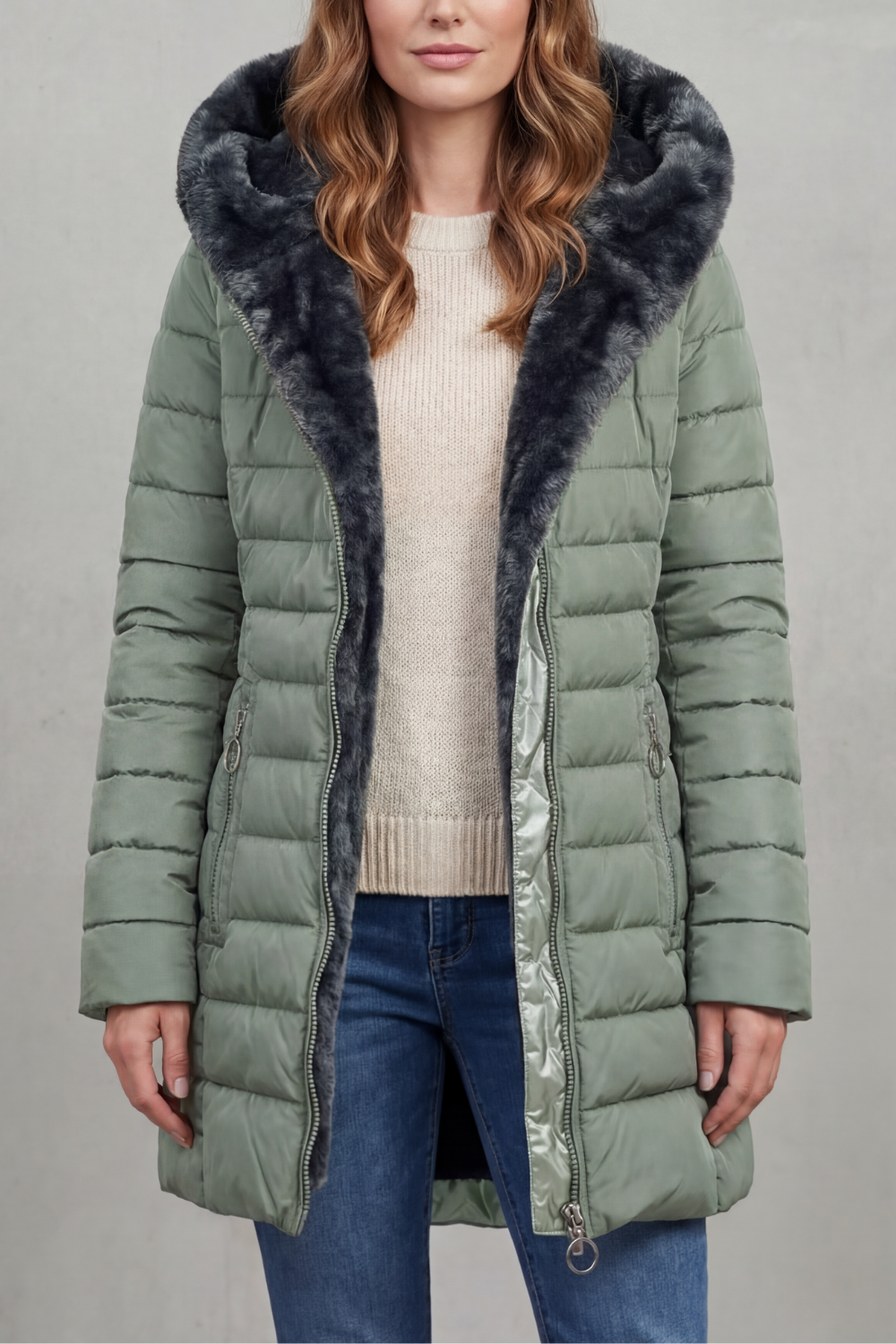 Comfortable women's insulated long winter parka coat, providing ultimate warmth & cold weather protection.