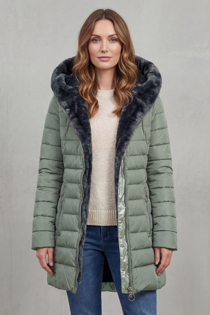 Versatile women's luxe winter parka, insulated and long, perfect for various cold weather occasions.