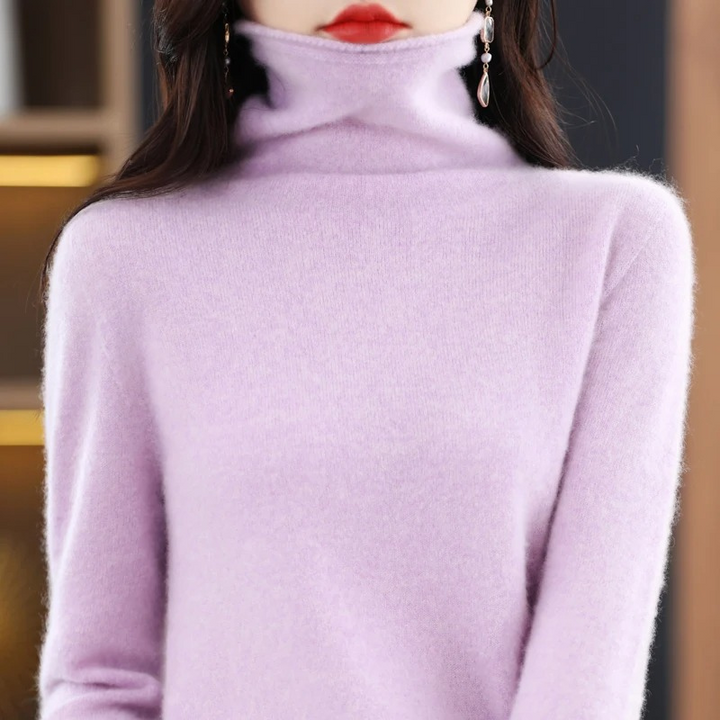 Women's luxe roll neck sweater in soft warm knitwear