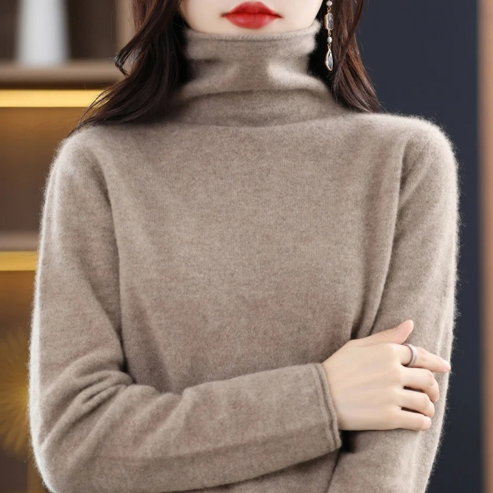 Stylish women's pullover with elegant roll neck design