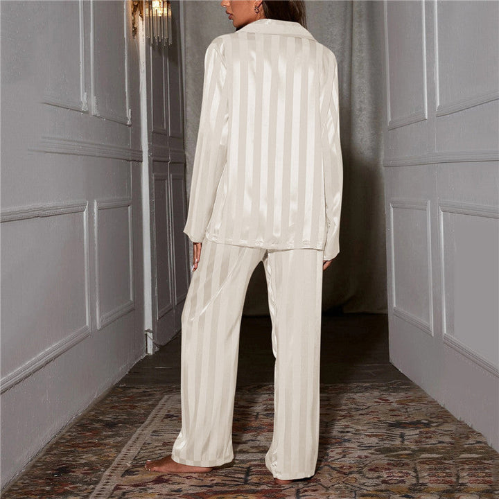 Elegant women's home wear pajama set, perfect for luxurious comfort and sleep.