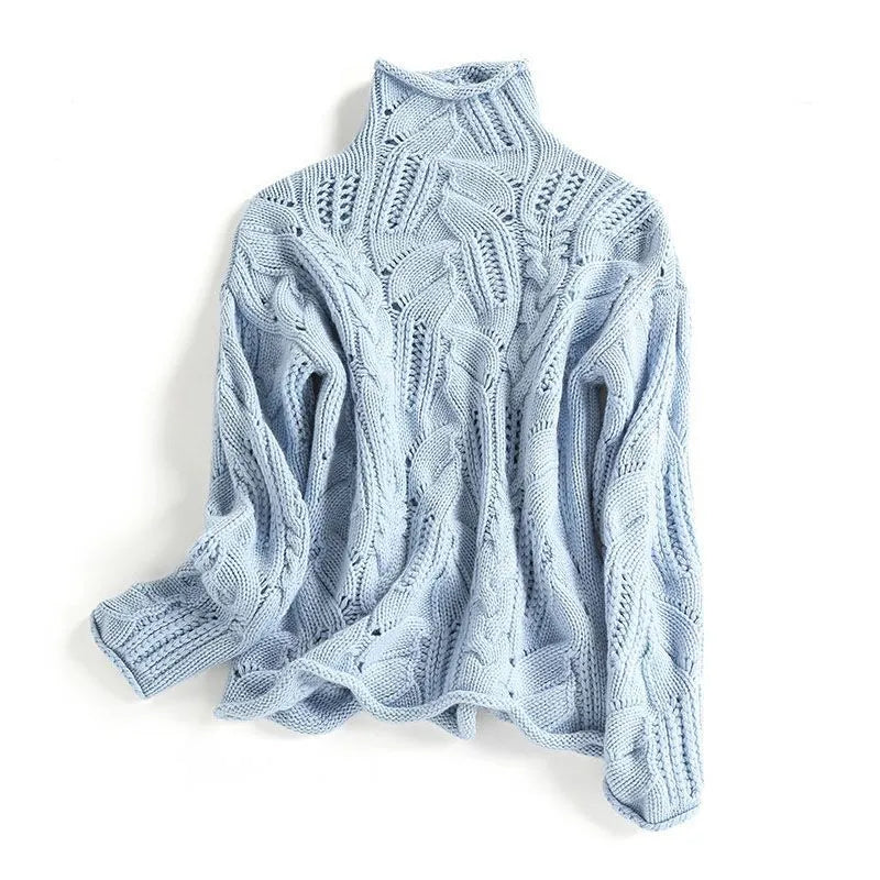 Beige luxury knitwear for women, soft, warm, and minimalist design