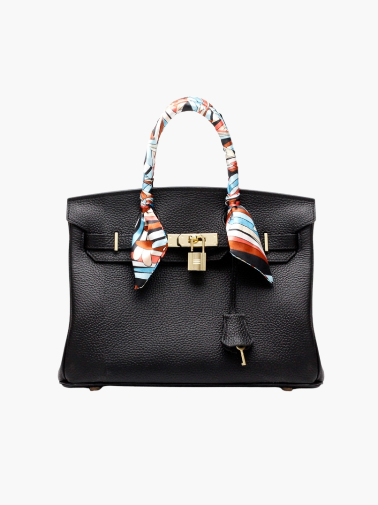 High-quality genuine leather handbag, cognac, for women