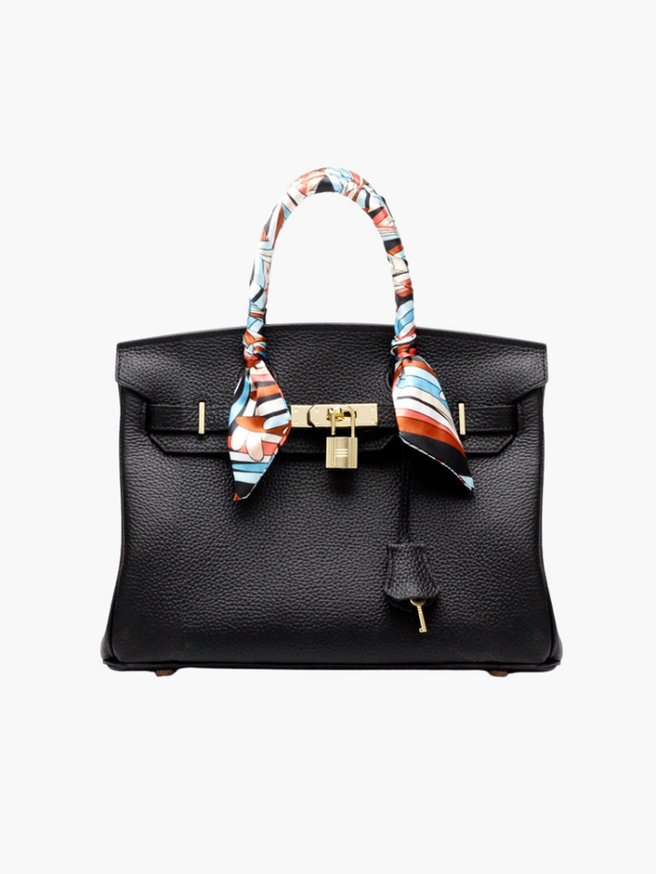 High-quality genuine leather handbag, cognac, for women