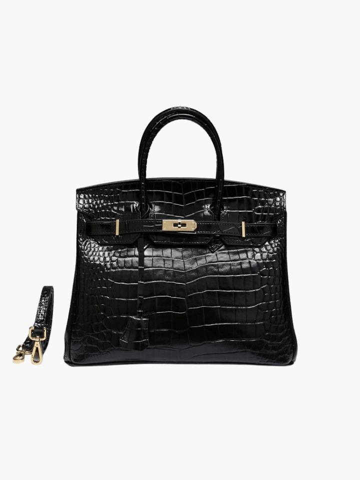 Functional and fashionable women's leather handbag, cognac