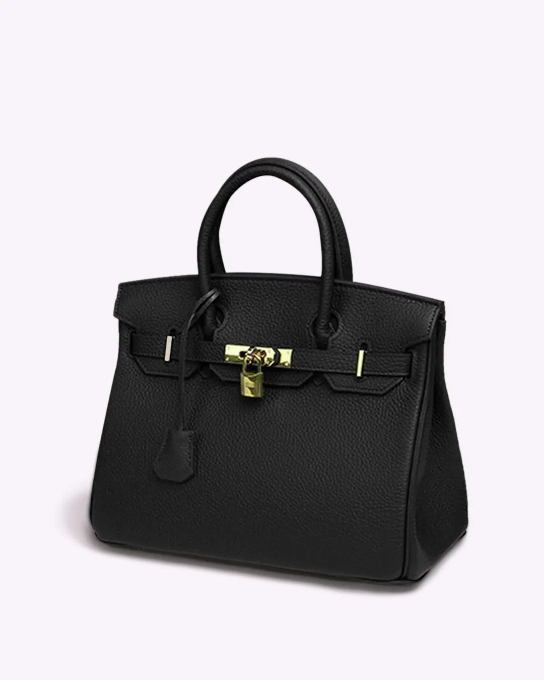 Elegant cognac leather handbag with gold hardware for women