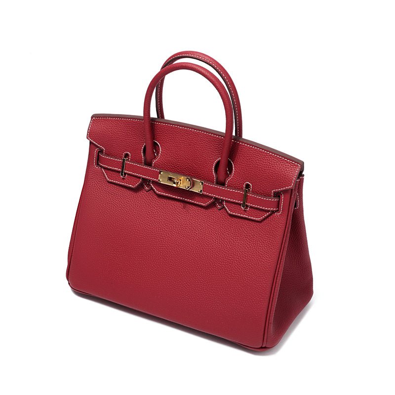 Genuine leather handbag for women, sophisticated cognac