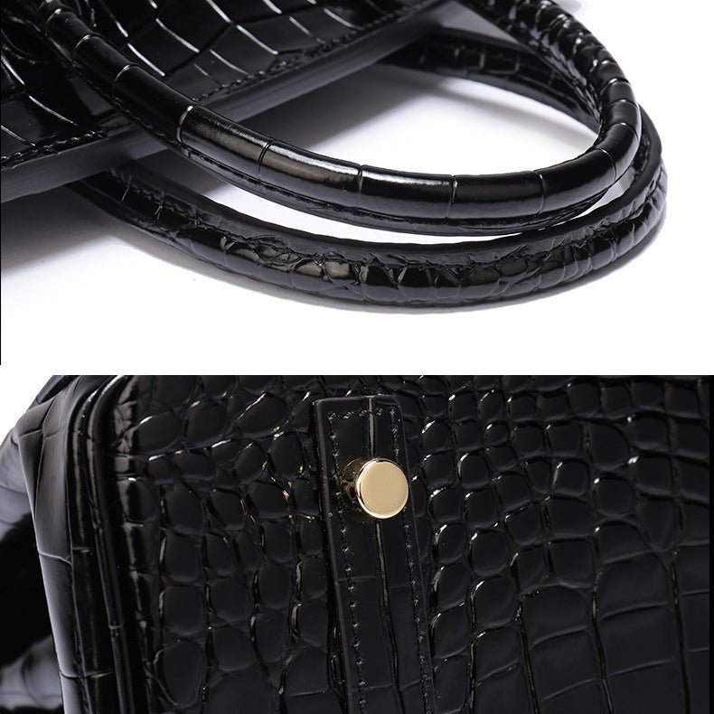 Practical and elegant genuine leather handbag, cognac