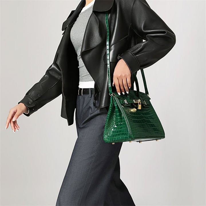Women's functional leather bag, perfect cognac color