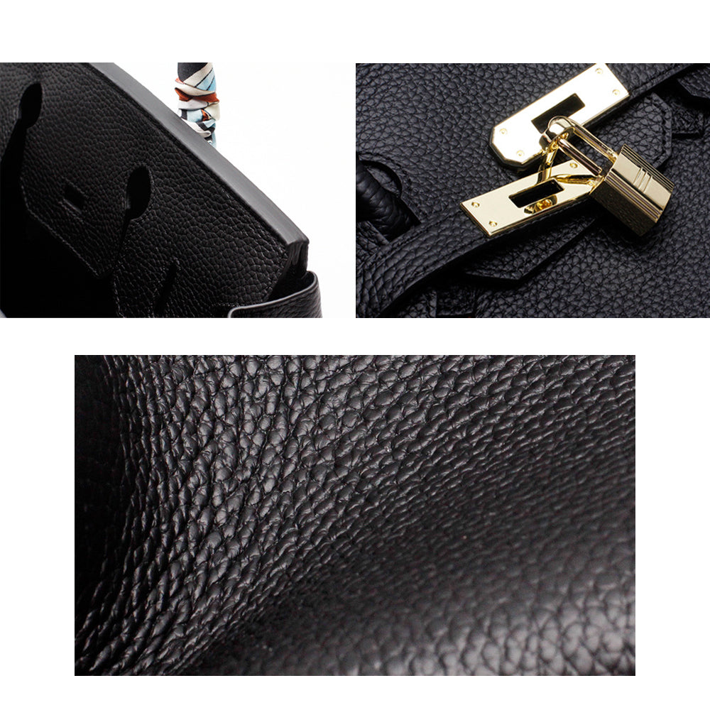 Elegant gold hardware on this women's cognac leather bag